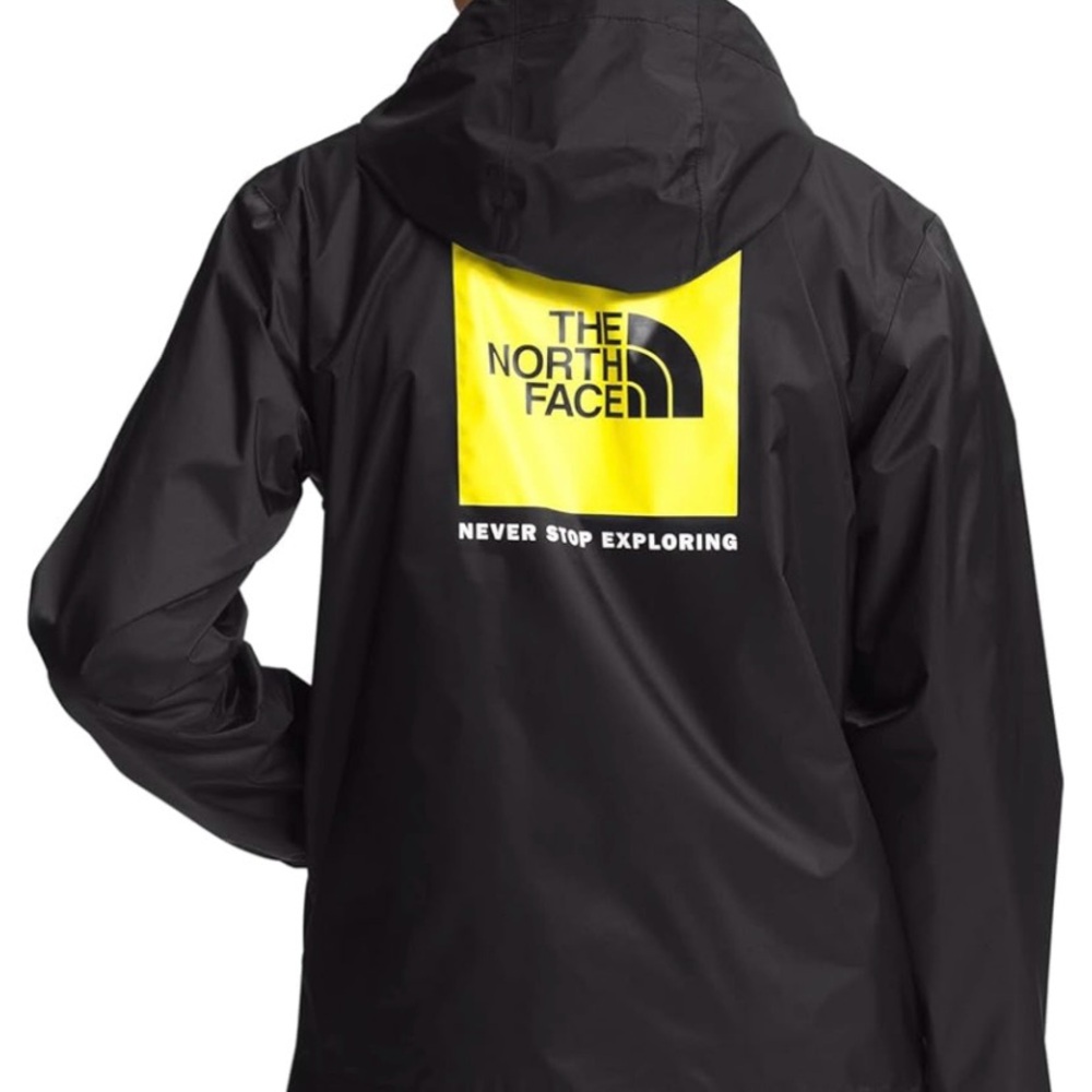 The North Face Black Jacket with Yellow Logo Rain Jacket